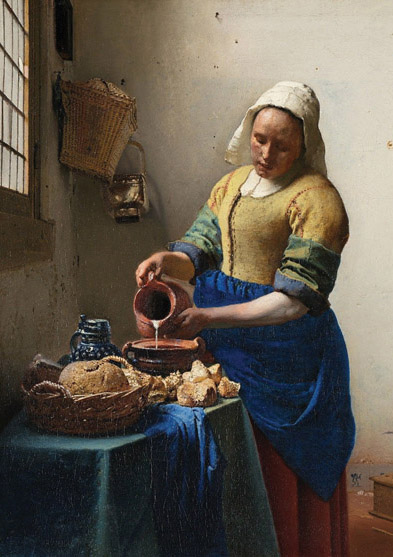 The Milkmaid by Johannes Vermeer Greetings Card